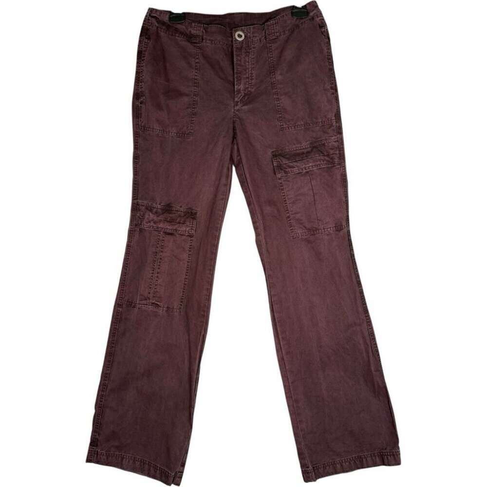 Free People Cargo Washed Burgundy Front Pockets Straight Leg Cotton Gorp 4